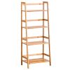 4-Tier Ladder Shelf, Bamboo Plant Stand Flower Pots Holder