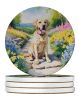 Labrador Retriever Spring Path Large Sandstone Coasters Pack of 4 Absorbent Round Coasters Decor Gifts for Men or Women, 4 in, Multicolor