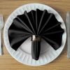 24 Pack Black 100% Polyester Soft Durable Washable Cloth Table Napkins 17x17 Inch Great for Restaurants Dinners and Parties