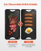 VEVOR Reversible Grill/Griddle, 20x10 inch Pre-Seasoned Cast Iron Griddle, Portable Rectangular Pan with Handle