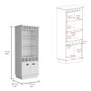 Dundee 70-Inch High 10-Glass Bar Cabinet with 5 Cubbies and 3 Open Shelves and Cabinet White