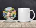 Labrador Retriever Spring Path Large Sandstone Coasters Pack of 4 Absorbent Round Coasters Decor Gifts for Men or Women, 4 in, Multicolor