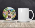 Pit Bull Terrier Spring Path Large Sandstone Coasters Pack of 4 Absorbent Round Coasters Decor Gifts for Men or Women, 4 in, Multicolor
