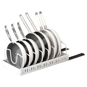 Pull Out Pots And Pans Organizer Under Cabinet With 8 Adjustable Dividers Rustproof Carbon Steel Sliding Pots Holder For Kitchen Cookware Bakeware Pot (Option: PotAndPanRackWhite)