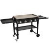 Commercial Griddle On Cart, 36' Heavy Duty Manual Flat Top Griddle, Outdoor Cooking Station With Side Shelves, Steel Natural Gas Griddle, 4-Burner
