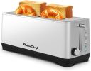 4-Slice Toaster, Extra Wide Long Slot Toaster, 6 Settings, Bagel, Defrost, Reheat, Removable Crumb Tray, Stainless Steel Housing, Silver, Amazon