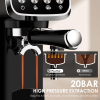 20 BAR Slim Espresso Machine With Milk Frother, Cup Warmer, 43 OZ Detachable Tank, For Espresso, Americano, Latte, Space-Saving, Screen Button, Black