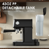 20 BAR Slim Espresso Machine With Milk Frother, Cup Warmer, 43 OZ Detachable Tank, For Espresso, Americano, Latte, Space-Saving, Screen Button, Black