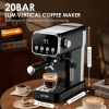 20 BAR Slim Espresso Machine With Milk Frother, Cup Warmer, 43 OZ Detachable Tank, For Espresso, Americano, Latte, Space-Saving, Screen Button, Black
