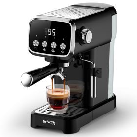20 BAR Slim Espresso Machine With Milk Frother, Cup Warmer, 43 OZ Detachable Tank, For Espresso, Americano, Latte, Space-Saving, Screen Button, Black (Option: PLJY0110)