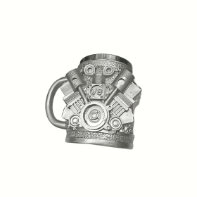 V6/V8 Engine Design Mug - Heavy-Duty Metal Construction, Double-Wall Insulated Cup With Non-Slip Grip - Vintage Automotive Beer Cup, Coffee Mug (Option: V8)