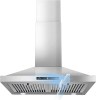 24 Inch Range Hood, Ducted/Ductless Range Hood 450CFM, Wall Mount Kitchen Hood In Stainless Steel, Gesture Sensing & Touch Control, 3 Speed Fan