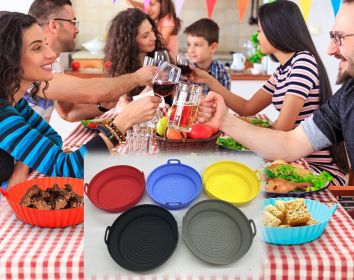 1 Pc Food Grade Silicone Easy Cleaning Air Fryer Liners Reusable Air Fryer Silicone Pot Food Safe Air Fryer Oven Accessories Replacement for Flammabl (Color: Red)