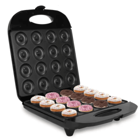 Mini Donut Maker Machine For Kids Snack Breakfast Desserts With 16 Doughnuts Holes Non Stick Coating Double-Side Heating Plates Overheating Protection (Option: Black)