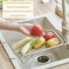 Expandable Stainless Steel Kitchen Sink Drain Basket, Adjustable Dish, Bowl & Cutlery Washing Rack With Space Saving Design, Drains Forks, Knives