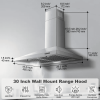 Range Hood 30 Inch, Wall Mount Range Hood Ducted/Ductless, Kitchen Hood In Stainless Steel, Vent Hood With Baffle Filters, 3 Speed Fan