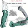 2pcs Utility Knife Set: Retractable Cutter (5 Blades) Folding Utility Knife PTR Plastic Handle Safety Lock Built-in Blade Storage (3 Blades) SK5