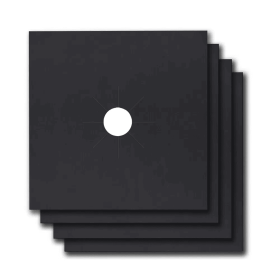 4-Pack Reusable Nonstick Stovetop Burner Protector Liner (Option: Black)