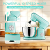6QT & 5QT Dual Bowls Stand Mixer, 10 Speed Tilt-Head, Electronic Timer, Dough Mixer, Dishwasher Safe Stainless Steel Bowls, Dough Hook, Flat Beat