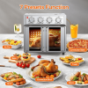29.5 QT Air Fryer Convection Toaster Oven, French Door, 6 Slices, 1700W, Multifunction Oven, Air Fryer, Toast, Grill, Defrost, Bake, Time And Tem