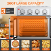 29.5 QT Air Fryer Convection Toaster Oven, French Door, 6 Slices, 1700W, Multifunction Oven, Air Fryer, Toast, Grill, Defrost, Bake, Time And Tem