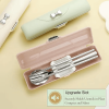 Travel Cutlery Set, 18/8 Stainless Steel Cutlery, Reusable Utensils Set With Case, Portable Silverware Lunch Box For Camping And Office