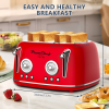 4 Slice Retro Toaster, Dual Control Toaster, 6 Settings, Bagel, Defrost, Removable Crumb Tray, Stainless Steel Housing, 1650W, Red, Amazon Resale