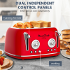 4 Slice Retro Toaster, Dual Control Toaster, 6 Settings, Bagel, Defrost, Removable Crumb Tray, Stainless Steel Housing, 1650W, Red, Amazon Resale