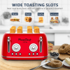 4 Slice Retro Toaster, Dual Control Toaster, 6 Settings, Bagel, Defrost, Removable Crumb Tray, Stainless Steel Housing, 1650W, Red, Amazon Resale