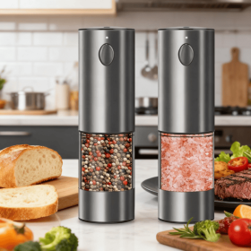 2PCS Electric Salt And Pepper Grinder Set - Battery-powered Spice Grinder, Adjustable For Coarseness, Perfect For Home Kitchens, Durable Plastic (Option: defaulttitle)