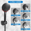 Shower Head Combo, 8 Inch High Pressure Rain With 11 Inch Adjustable Extension Arm And 5 Settings Handheld, Powerful Spray Against Low Water Pressure