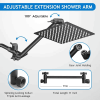 Shower Head Combo, 8 Inch High Pressure Rain With 11 Inch Adjustable Extension Arm And 5 Settings Handheld, Powerful Spray Against Low Water Pressure