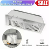 30" Built-In Insert Range Hood 600CFM Kitchen Vent LEDs Convertible Fan Sliver