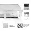 30" Built-In Insert Range Hood 600CFM Kitchen Vent LEDs Convertible Fan Sliver
