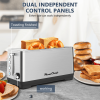 4-Slice Toaster, Extra Wide Long Slot Toaster, 6 Settings, Bagel, Defrost, Reheat, Removable Crumb Tray, Upgraded Stainless Steel, Silver, Amazon