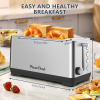 4-Slice Toaster, Extra Wide Long Slot Toaster, 6 Settings, Bagel, Defrost, Reheat, Removable Crumb Tray, Upgraded Stainless Steel, Silver, Amazon