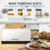 4-Slice Toaster, Extra Wide Long Slot Toaster, 6 Settings, Bagel, Defrost, Reheat, Removable Crumb Tray, Stainless Steel Housing, Silver, Amazon