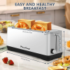 4-Slice Toaster, Extra Wide Long Slot Toaster, 6 Settings, Bagel, Defrost, Reheat, Removable Crumb Tray, Stainless Steel Housing, Silver, Amazon
