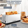 4-Slice Toaster, Extra Wide Long Slot Toaster, 6 Settings, Bagel, Defrost, Reheat, Removable Crumb Tray, Stainless Steel Housing, Silver, Amazon