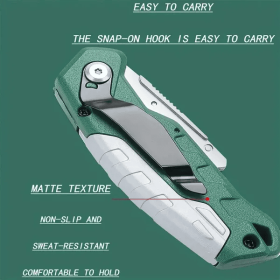 2pcs Utility Knife Set: Retractable Cutter (5 Blades) Folding Utility Knife PTR Plastic Handle Safety Lock Built-in Blade Storage (3 Blades) SK5 (Option: GreenGray)