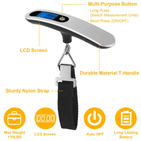 Portable Digital Luggage Scale 50kg 10g LCD Hanging Luggage Scale Electronic Digital Weight Scale For Travel Household (Option: silver)