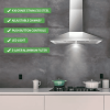 Range Hood 30 Inch,Wall Mount Range Hood In Stainless Steel With Ducted/Ductless Convertible,Stove Vent Hood With Aluminum Filters,3 Speed Exhaust