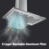 Range Hood 30 Inch,Wall Mount Range Hood In Stainless Steel With Ducted/Ductless Convertible,Stove Vent Hood With Aluminum Filters,3 Speed Exhaust