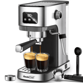 Geek Chef Espresso Machine, Cappuccino & Latte Machine With ESE POD Filter & Milk Frother Steam Wand, Accurate Temperature & Time Control (Option: default)