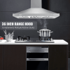 Range Hood 36 Inch;  Wall Mount Vent Hood In Stainless Steel With Ducted/Ductless Convertible Duct;  3 Speed Exhaust Fan;  Energy Saving LED Light