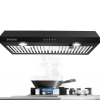 30 Inch Kitchen Under Cabinet Range Hood 3-Speed 600CFM Vent W/LEDs Silver/Black
